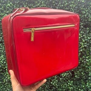 Estée Lauder 2-Tone Red Patent Leather Cosmetic Bag